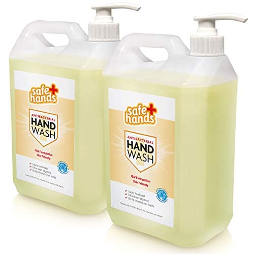 Image of Safe Hands | Hand Wash Liquid Soap | Citrus Fragrance | 5 Litre (2 Pack) With Pumps | Antibacterial & Antiviral | Cleans and Protects Hands | Kind to Skin | Tested & Certified