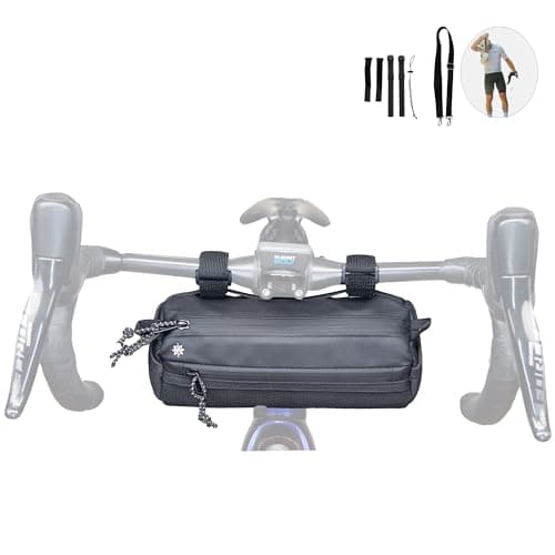 Image of Lumiere & Co. Bike Handlebar Bag - Durable, Multiple-Size Options and Multi-Color Options -Dual Elastic Straps, Clips & Hook & Loop Attachments (Medium, Black)