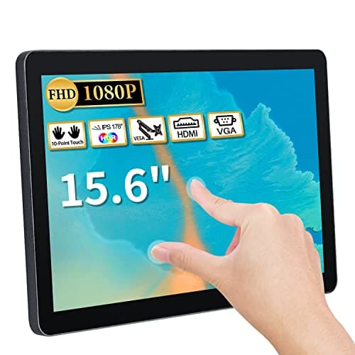 Image of TouchWo 15.6 inch Touchscreen Monitor, FHD 1920 x 1080P External Monitor for Laptop, Include Built-in Speakers, VGA & HDMI Monitor for POS, CCTV, Restaurant