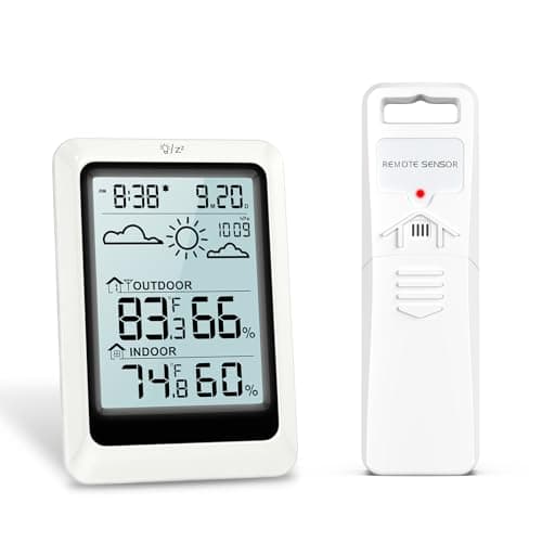 Image of ORIA Digital Thermometer Hygrometer, Wireless Weather Station with Outdoor Sensor, Weather Forecast/Time/Date/Alarm/Snooze, Wireless Temperature and Humidity Monitor with Backlight for Home & Office