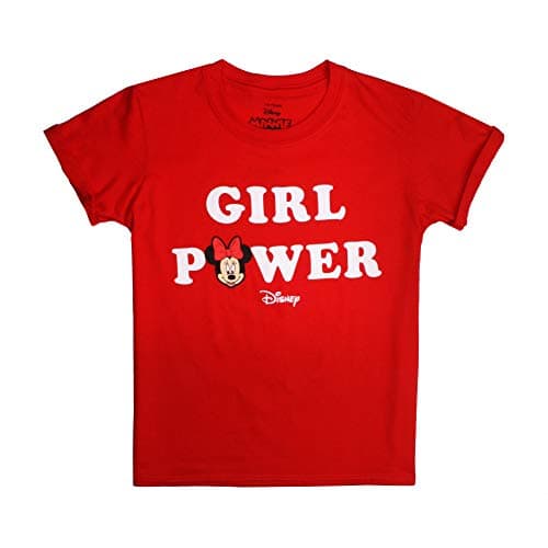 Image of Disney Girl's Minnie Mouse Girl Power Short Sleeve T-Shirt, Red (Red Red), 9-10 Years