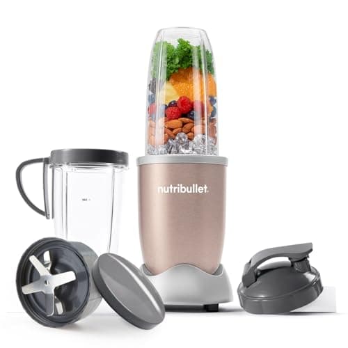 Image of nutribullet Blender 900 Series - Powerful 24,000 RPM Extractor Blends Frozen Fruit, Nuts & Ice - 8 Piece Kit Includes Oversized Cup, Tall Cup, Handled Ring & 2 Lids - For Smoothies & Juices