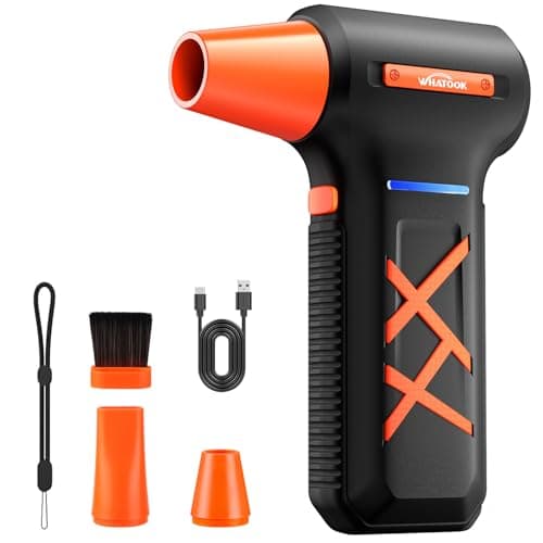 Image of WHATOOK Electric Compressed Air Duster: 250000 RPM Super Power Cordless Mini Blower Cleaner Rechargable with 270 Min Long Use, 3 Gear Adjustable Dust for Computer, Keyboard,Outdoor, Car Cleaning