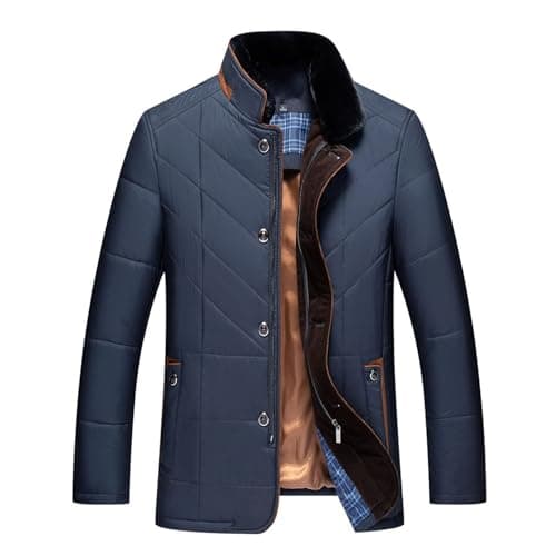 Image of Generisch Mens Down Jacket Casual Thickened Cotton Padded Jacket Fashion Trend Warm Winter Jacket, darkblue, L