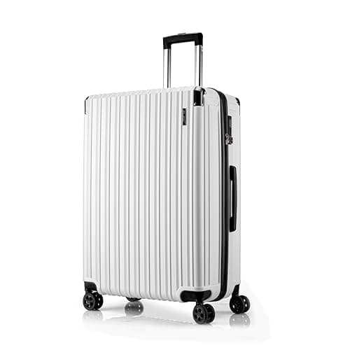 Image of FLIEE Large Suitcase Hard Shell | Lightweight Suitcase | Aluminum Telescopic Handle | TSA 3 Digit Combination Lock | 4 Dual Spinner Wheels | Large 28" Hold Check in Luggage | (White, Large 28")