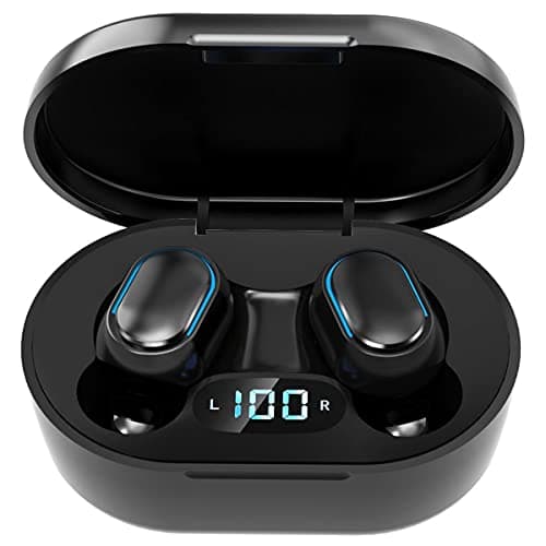 Image of POMOQADK Wireless Headphones, True Wireless Earbuds with Led Display Charging Case, HD HiFi Stereo, One-click Smart Control, Built-in Mic, IPX7 Waterproof Bluetooth Earphones for Work and Sport
