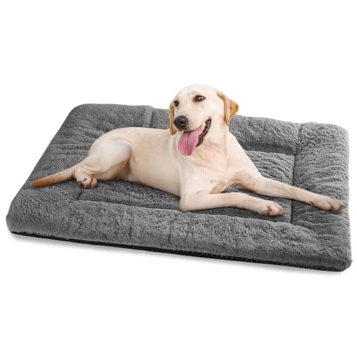 Image of Baodan Dog Bed Large Washable, Plush Pet Cat Beds Cushion Mattress, Soft Warm Dog Mat Pad for Medium Large Dogs- XL 106x71 cm, Dark Grey