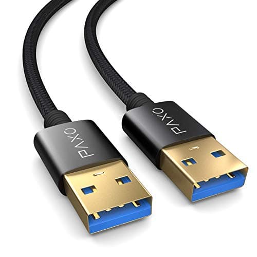 Image of PAXO USB A-A 1m connection cable, 10 Gbit/s, USB 3.2 Gen2, backwards compatible with USB 3.0, A plug to A plug, black, fabric jacket