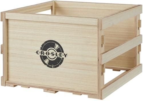 Image of Crosley AC1048A-NA Square Vinyl Record Storage Crate Holds up to 60 Albums, Natural