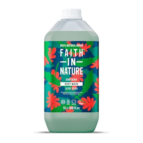 Image of Faith In Nature Natural Aloe Vera Body Wash, Soothing Shower Gel, Vegan & Cruelty Free, No SLS or Parabens, 5L Refill Pack