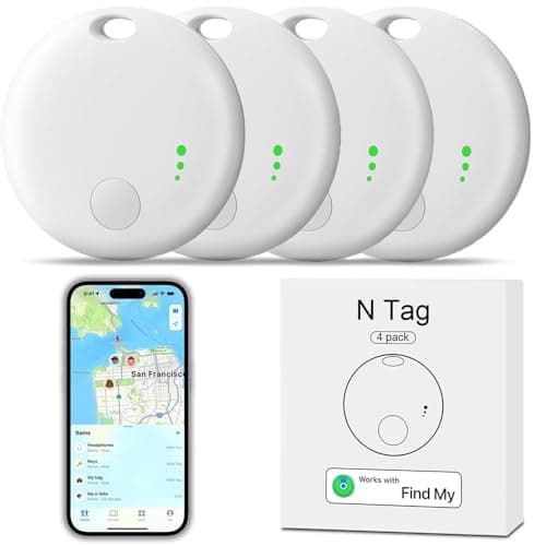 Image of 4 Pack Smart Tracker Tag, YiYunTE Item Key Finder Locator Compatible With Find My App(Ios Only), Waterproof Tracking Tags Devices, Bluetooth GPS Tracker for Kids Children Pet Wallet Luggage