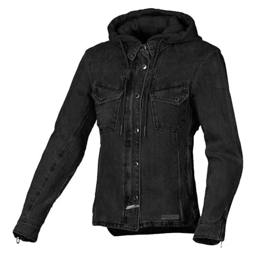 Image of MACNA Inland Women's Motorcycle Jacket Hooded Denim, Aramid, Black, XL