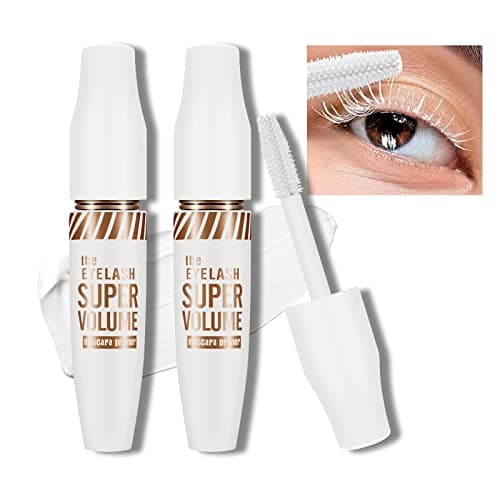 Image of KYDA White Mascara Lash Primer, Waterproof Thick Fiber Mascara, Volumizing and Lengthening Charming Lashes, Care Lash primer, No Clumping, for Girl, Eye Makeup.