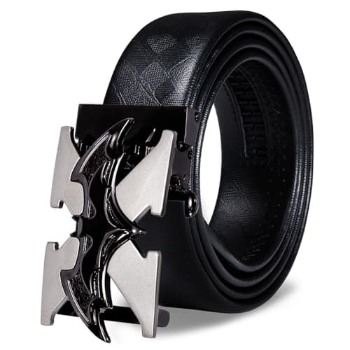 Image of Barry.Wang Batman Belt for Boys Ratchet Leather Adjustable X Buckle Wedding Men Belt