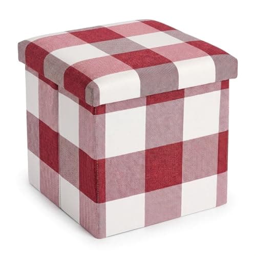 Image of CMY Pouffe Footstool Folding Ottoman Storage Box Faux Leather Foot Rest Stool Toy Chest Shoe Bench Dressing Table Chair with Lids for Living Room…