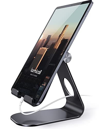 Image of Lamicall Tablet Stand, Adjustable Tablet Holder - Desktop Stand Dock Compatible with New 2024 iPad Pro 9.7, 10.5, 11, 13, iPad Air 6 mini 2 3 4 5 6, Switch, Samsung Tab, iPhone, other Tablets - Black