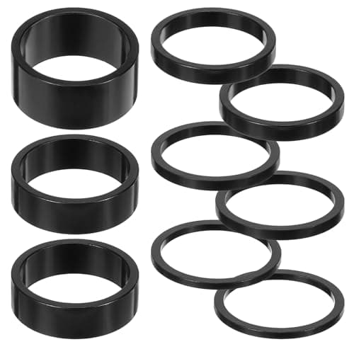 Image of Larrel 9PCS Bike Stem Spacers, 5 Sizes Bicycle Headset Spacer, Black Aluminum Alloy Headset Stem Spacer Fit 1-1/8 Inch Stems Mountain Bikes Road Bikes Handlebar (15mm, 10mm, 5mm, 3mm, 2mm)