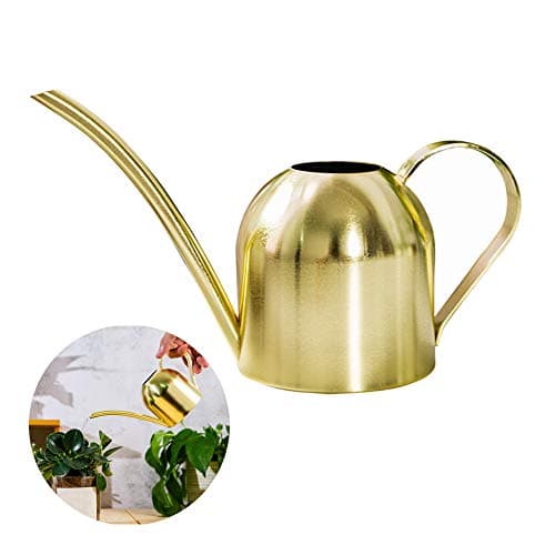 Image of Stainless Steel Watering Can, Small Long Mouth Watering Pot for House Indoor Outdoor Garden Succulent Plants 500ML (Gold)