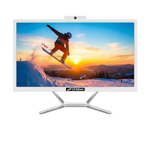 Image of STGsivir All-in-one PC Desktop Computer, 24" FHD Display, Core i7 up to 4.0GHz, 16GB RAM, 512GB SSD, WiFi, Bluetooth 5.0, Windows11 Pro, White, for Office & Entertainment