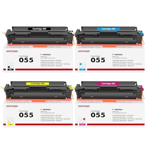 Image of INFITONER Toner Cartridge 055 Compatible for Canon 055H 055 imageCLASS MF742Cdw MF746CX MF744CDW MF746CDW LBP663CDW LBP664CX MF745CDW MF741CDW MF743CDW MF740C BP660C Black Yellow Cyan Magenta
