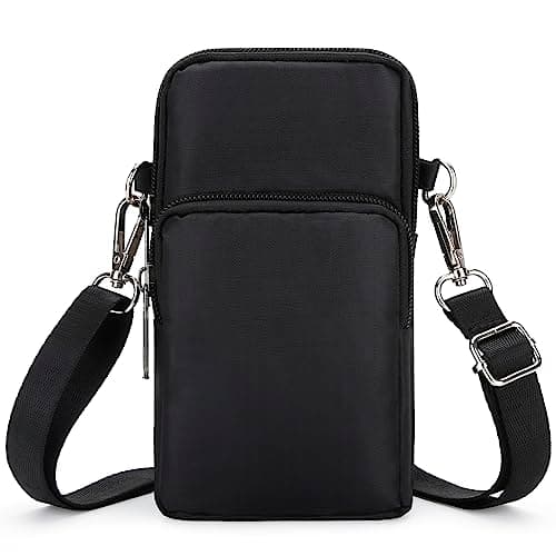 Image of DOB SECHS Women Mini Phone Bag Crossbody Shoulder Nylon Bags Wallet Sports Running Armband for Ladies Girls, Removable Straps, Black