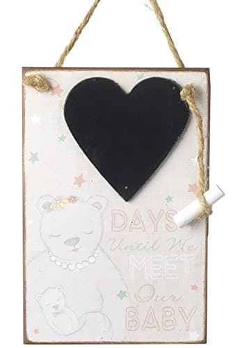 Image of Wooden DAYS UNTIL We Meet Our Baby COUNTDOWN HEART CHALKBOARD PLAQUE SIGN Chalk
