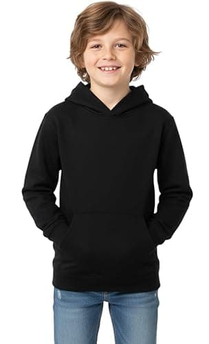 Image of ITRAT Kids Unisex Fleece Hoodie – Soft Warm Pullover Sweatshirt for Boys & Girls, Cozy Winter Hooded Jumper (Sizes 5–14 Years) (13 Years, 14 Years, BLACK)