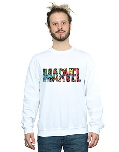 Image of Marvel Comics Men's Logo Character Infill Sweatshirt White XX-Large