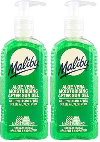 Image of Malibu Sun After Sun Care, Cooling and Soothing Moisturising Gel, Aloe Vera, 200ml (Pack of 2)