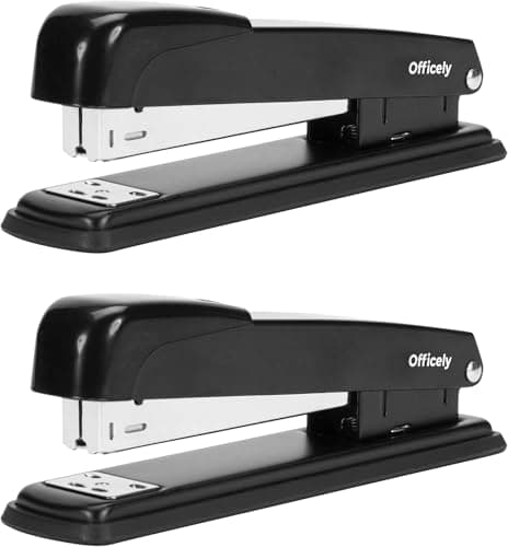Image of Officely Full Strip Metal Stapler, 20 Sheet Capacity, Black (Pack of 2)
