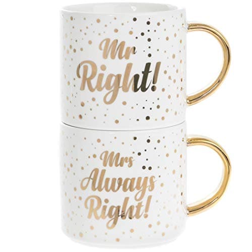 Image of Set of 2 Mr and Mrs Right Stacking Mugs