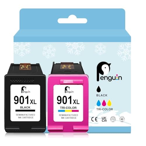 Image of Penguin 901XL Printer Ink Cartridge for Officejet J4500 J4524 J4540 J4560 J4580 J4624 J4500 g510a G510n J4585 J4600 J4640 Replacement Combo Pack for HP 901 XL Black and Colour