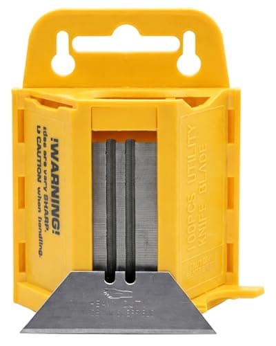Image of Footprint 925 Heavy Duty Utility Knife Blades - Pack of 100 Replacement Cutting Blades in Safe Wall Dispenser. Fit Most Leading Brand Knives. Ideal for Carpet, Vinyl, Canvas & More. Sheffield Made