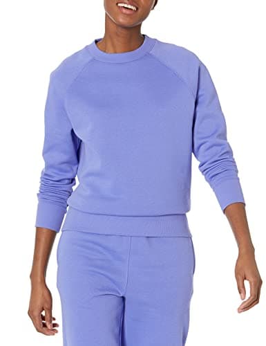 Image of Amazon Essentials Women's Relaxed-Fit Crewneck Pullover Long-Sleeve Sweatshirt (Available in Plus Size), Purple Blue, Medium