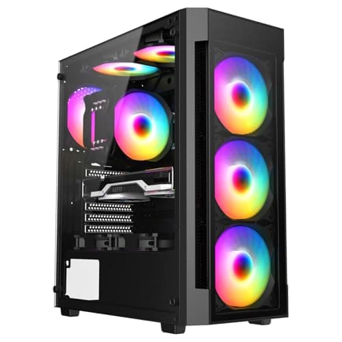 Image of iONZ Gaming PC Computer Mini Tower Case M/ATX Tempered Glass - Performance Series. (KZ27 Inc 4 RGB Fans)