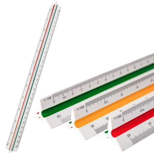 Image of 1 PCS Architectural Triangular Scale Ruler Metric 1:100, 1:200, 1:250, 1:300, 1:400, 1:500 Standard 30 CM for Architects, Students, Draftsman and Engineers - Green, Red, Yellow