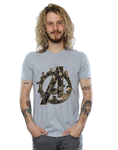 Image of Marvel Men's Avengers Infinity War Marvel Logo T-Shirt Sport Grey XX-Large