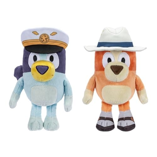 Image of Bluey Friends Plush, Exclusive 2pk Plush Toys Including Captain and Holiday Bingo, Detailed Soft Plush Made, 6.5-9 inch / 16-23 cm Tall