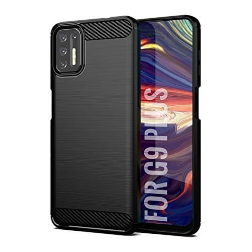 Image of SCL Case for Motorola Moto G9 Plus Case, [Black] Carbon Fiber Texture TPU Protection Cover [Anti Scratch][Anti Collision] Compatible with Motorola G9 Plus Case