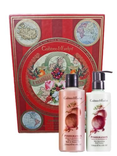 Image of Crabtree & Evelyn - Pomegranate Argan & Grapeseed | Bath & Shower Gel 250mL + Body Lotion 250mL | Bath & Body Duo Gift Set [Imperfect Packaging]