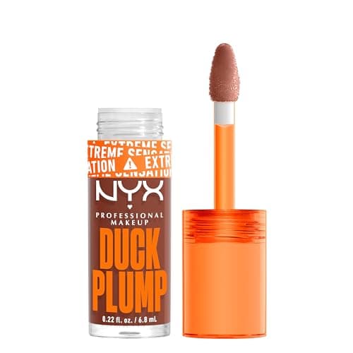 Image of NYX Professional Makeup Lip Plumping Gloss, Intense Colour and High Pigmentation, With Extreme High Shine Finish, Infused with Spicy Ginger, Vegan Formula, Duck Plump, Mocha Me Crazy