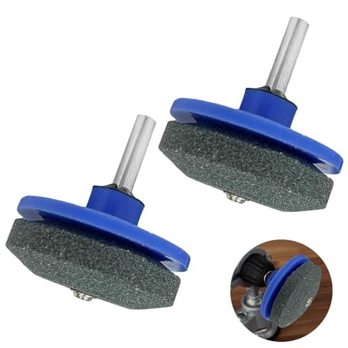 Image of JOYVOX Lawn Mower Blade Sharpener - 2 Pack Blue Garden Tool for Fast and Easy Sharpening, Universal Fit for Most Power Drills, Durable and Efficient Sharpening Stone for Enhanced Mower Performance