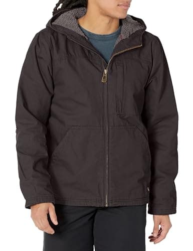 Image of Dickies, Men's, SHERPA LINED HOODED DUCK JACKET, RINSED BLACK, XL