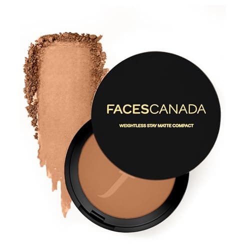Image of FACES CANADA Weightless Stay Matte Finish Compact Powder - Natural Almond 06, 9g SPF 20 Non Oily Matte Look Evens Out Complexion Prevents Acne Blends Effortlessly Pressed Powder For All Skin Types