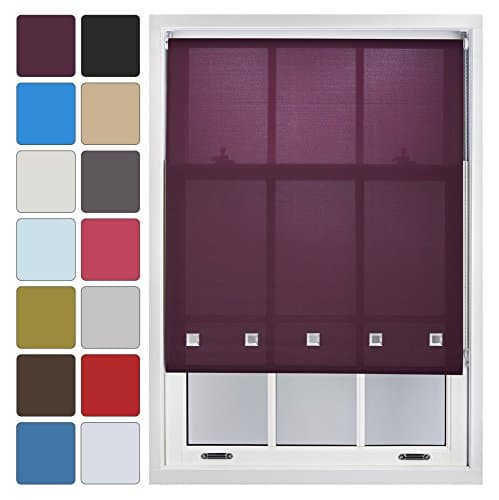 Image of FURNISHED Roller Blind with Square Eyelets Aubergine Made to Measure up to 60W x 165H cm