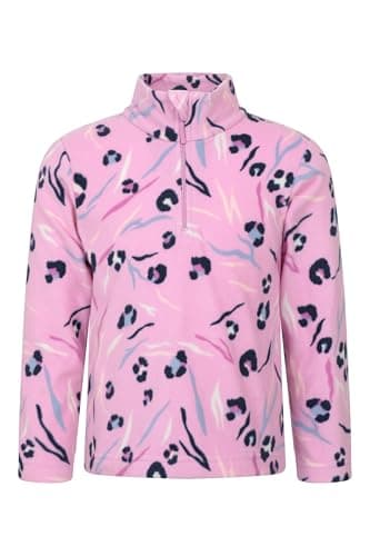 Image of Mountain Warehouse Endeavour Kids Fleece Jacket - Half Zip, Lightweight, Micro Fleece, Fast Dry, Antipill For Boys & Girls - For Spring Summer, Travel & Outdoors Light Pink Kids Size 7-8 Years