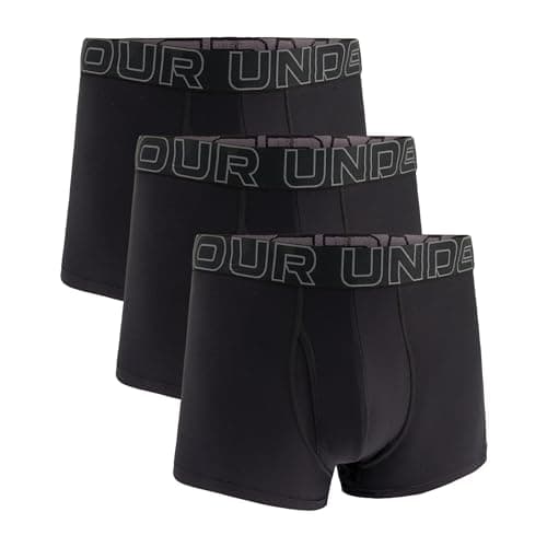 Image of Under Armour Men's 3-Pack Performance Tech Boxer Brief, 3" Inseam – Breathable, Moisture Wicking, Soft Touch, All-Day Comfort, Black, M