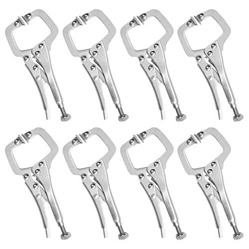 Image of Kurtzy 13.3cm/5.23 Inches Metal Grip Locking C Clamp Pliers with Adjustable Screw and Swivel Pads (8 Pack) - Mini Easy and Quick Release Welding Pliers for Uneven Surfaces, Angles, Crafts & Hobbies