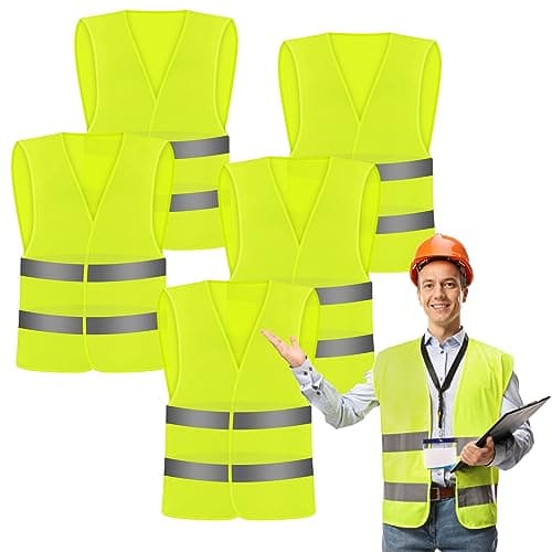 Image of LEEPAT 5 Pack Hi Jackets,High Visibility Reflective Safety Vest Anti-mold Waistcoats Jacket For Traffic Work, Running