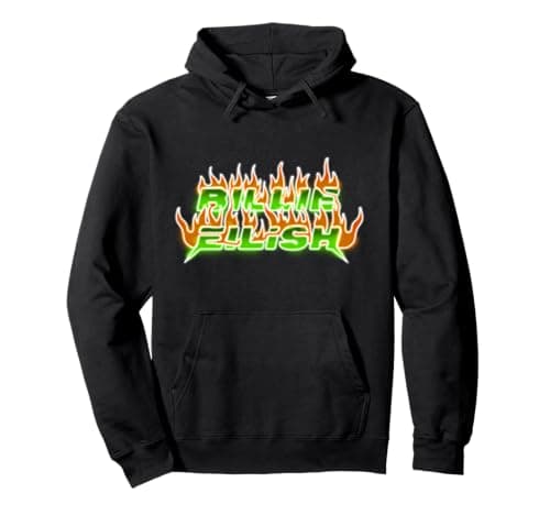 Image of Billie Eilish Official Green Flame Blohsh Back Pullover Hoodie